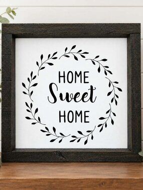 Home Sweet Home Handcrafted wood & canvas sign